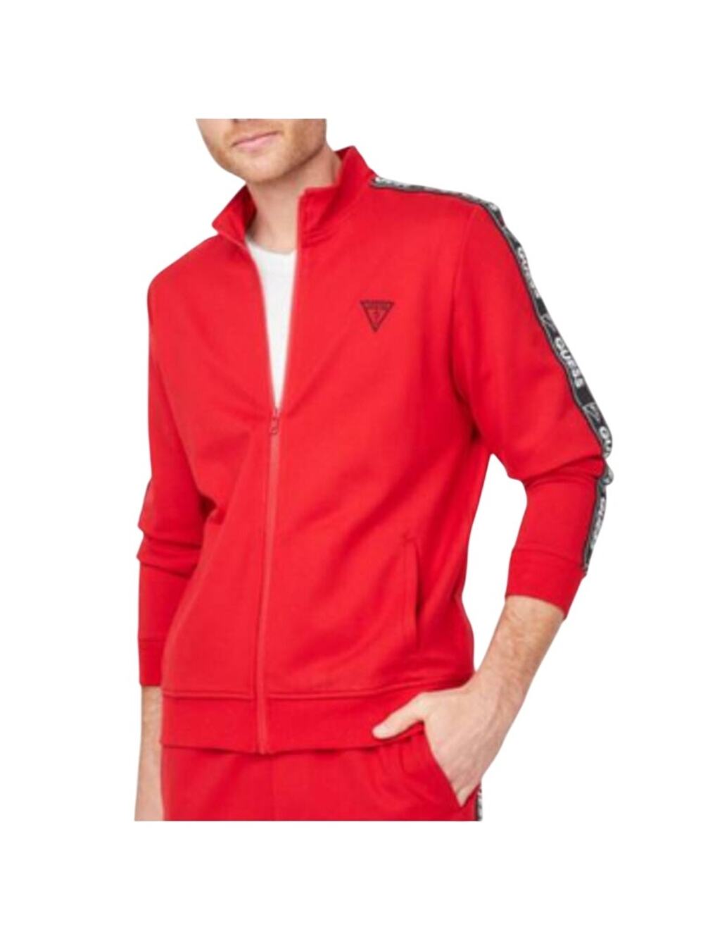 Guess Poleron Walt Logo Tape Mock Zip Up Fleece Jacket NWT Size Small